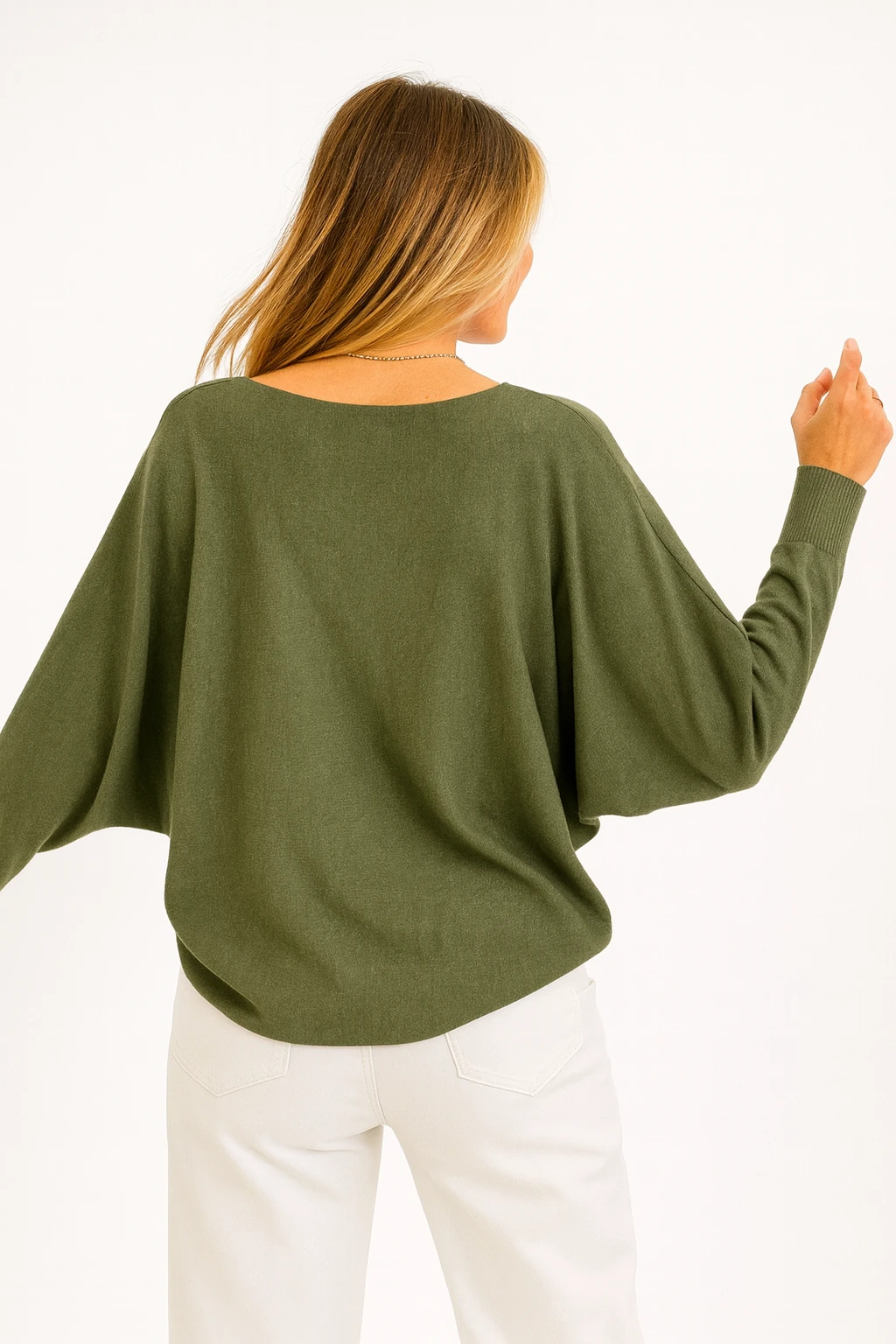 İtalyan V Yaka Desenli Kazak - HAKİ