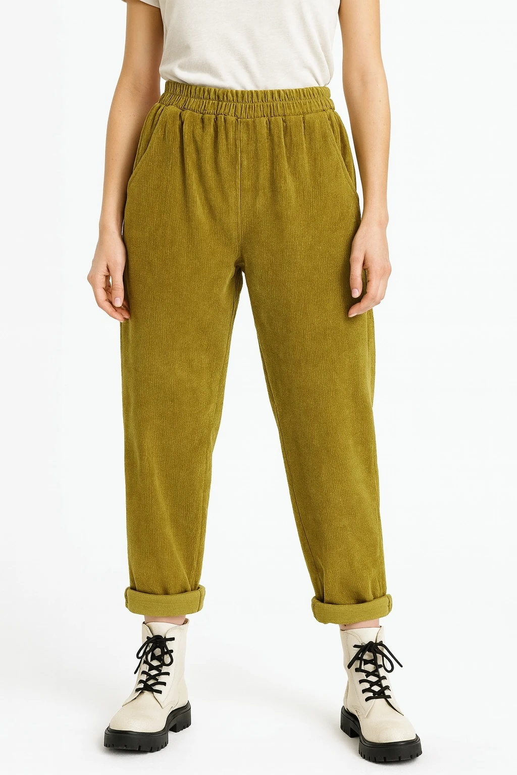 İtalyan Cep Detaylı Fitilli Kadife Pantolon - HARDAL