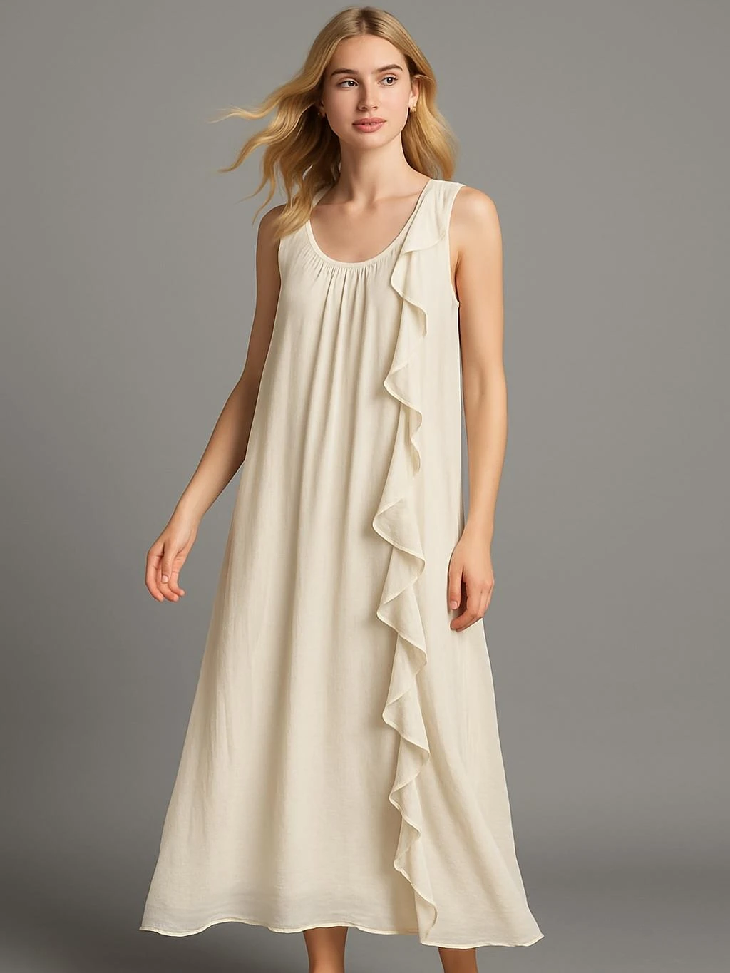 İtalyan İpek Elbise - BEJ