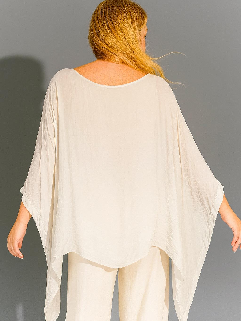 İtalyan İpek Bluz - KREM