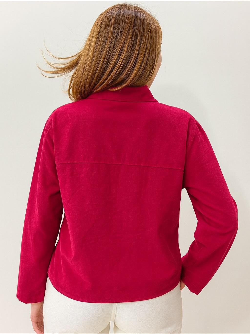 İtalyan Kadife Gömlek - BORDO