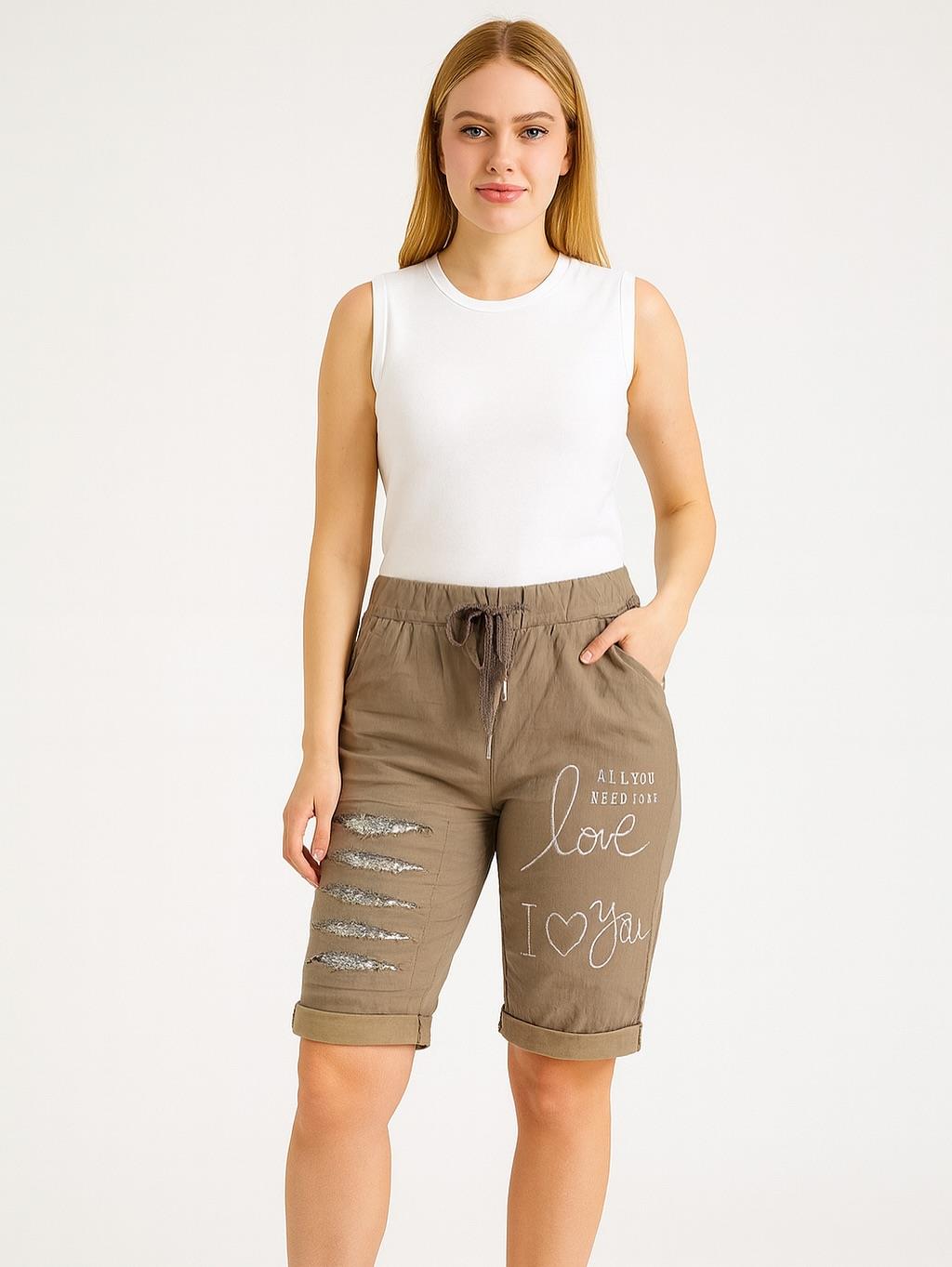 İtalyan Likralı Şort - VİZON