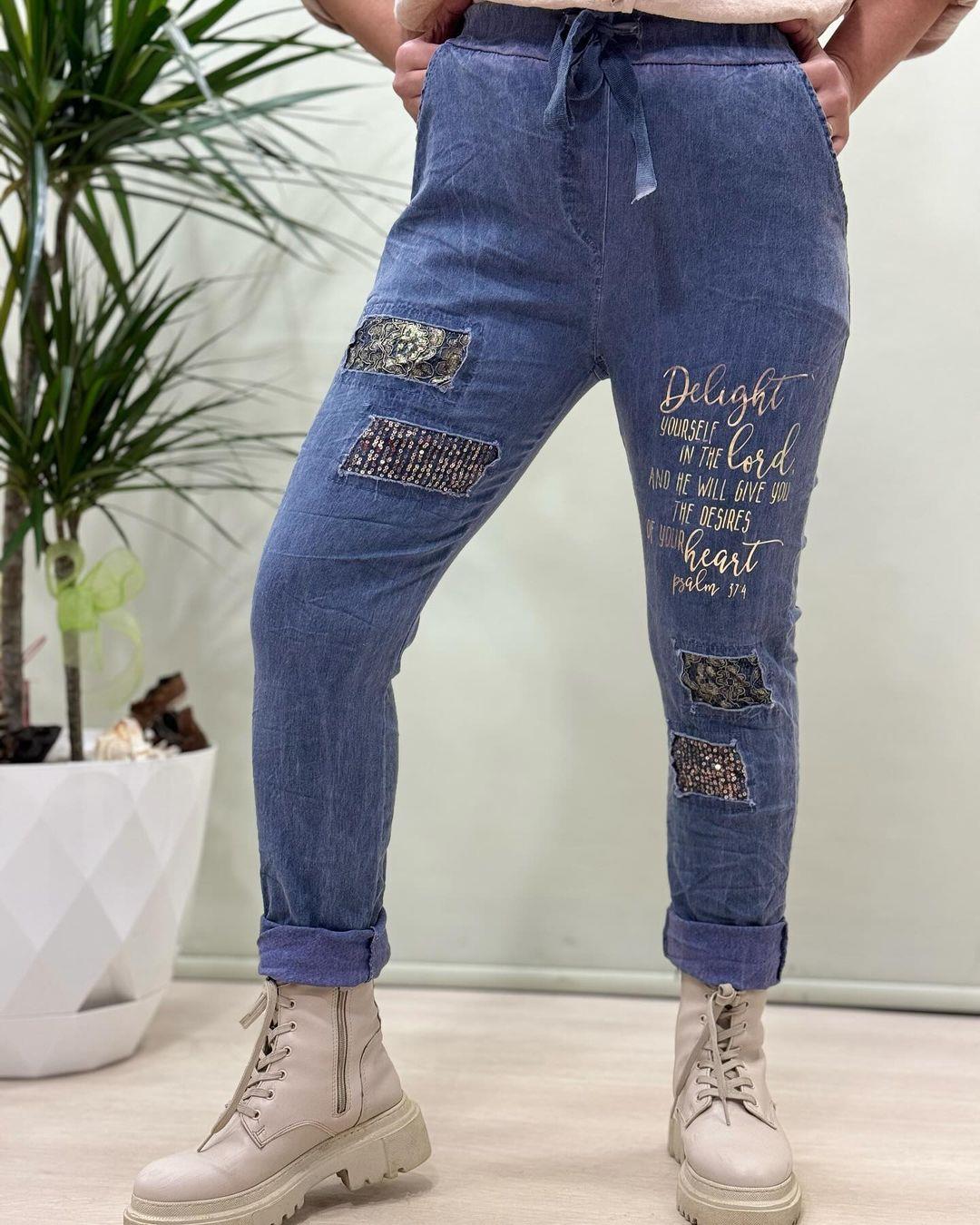 İtalyan Pul Payetli Likralı Pantolon - SAKS