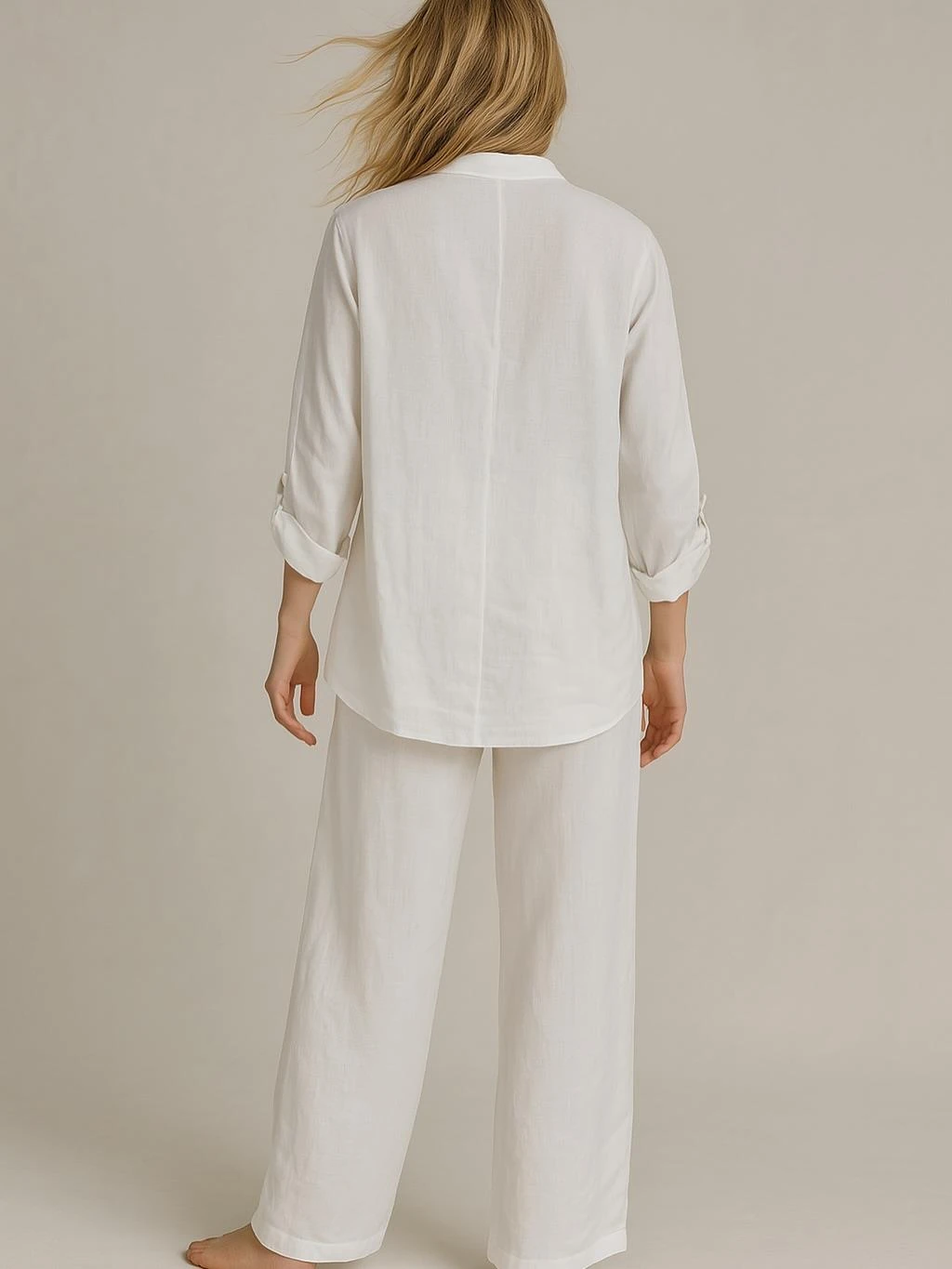 İtalyan Keten Takım - BEYAZ