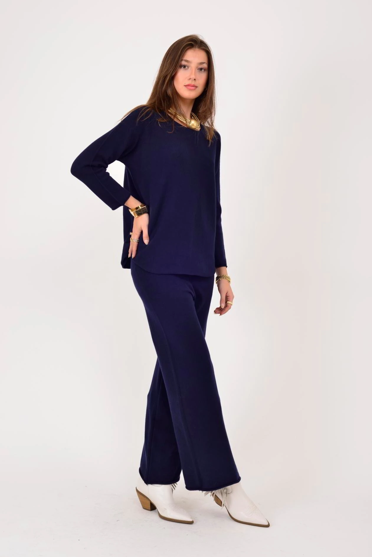 İtalyan Bisiklet Yaka 2'Li Triko Takım - LACİVERT