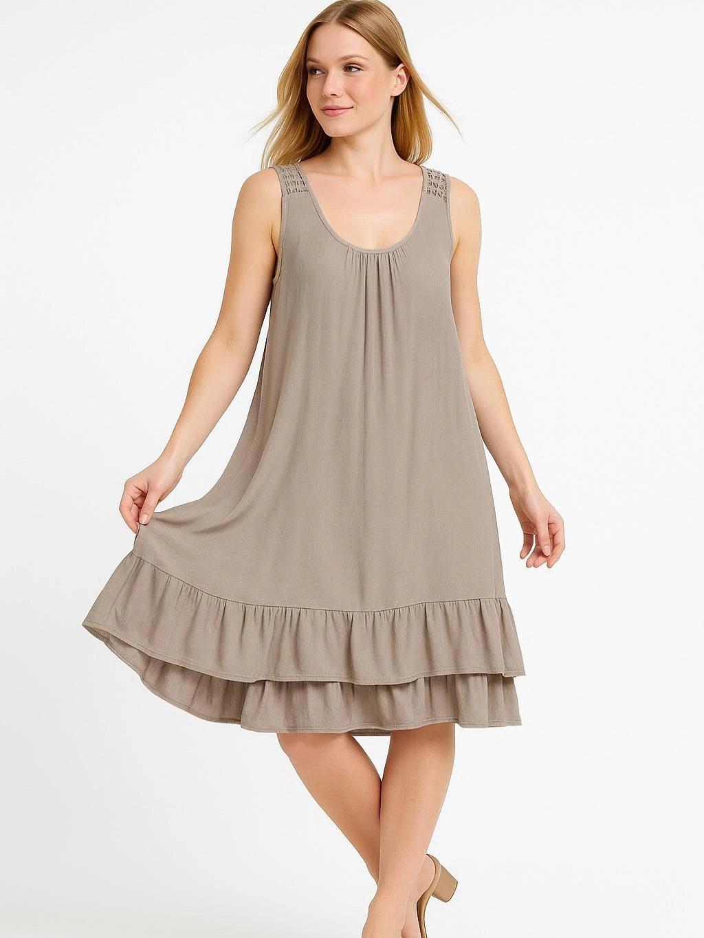 İtalyan Pamuklu Elbise - VİZON