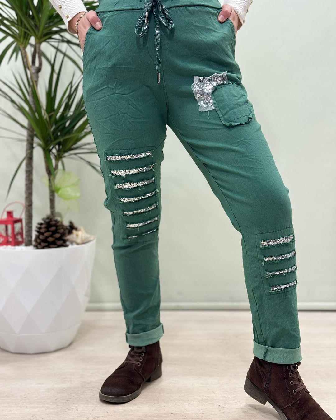 İtalyan Likralı Pantolon - MİNT YEŞİL