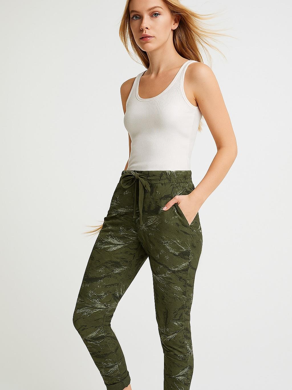 İtalyan Likralı Pantolon - HAKİ