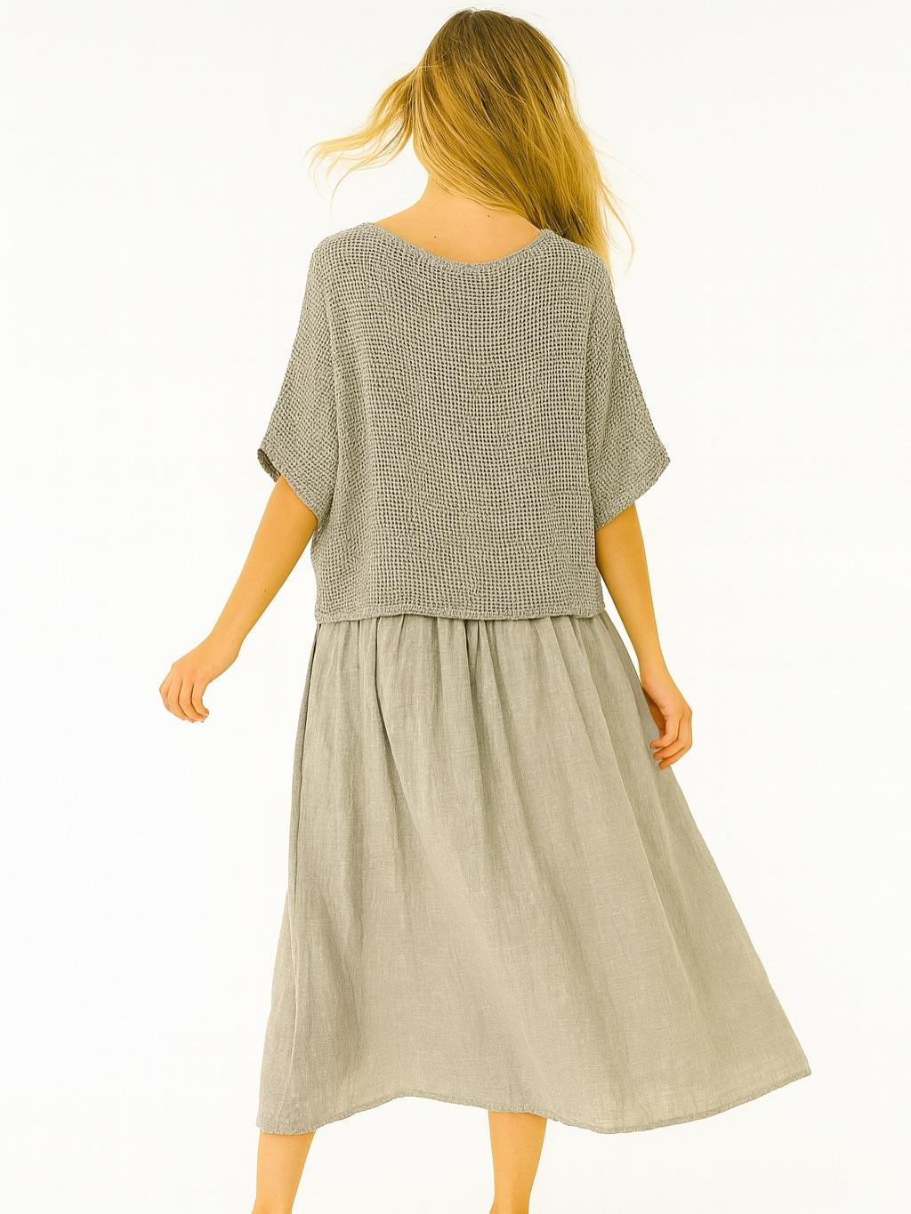 İtalyan File Elbise - VİZON