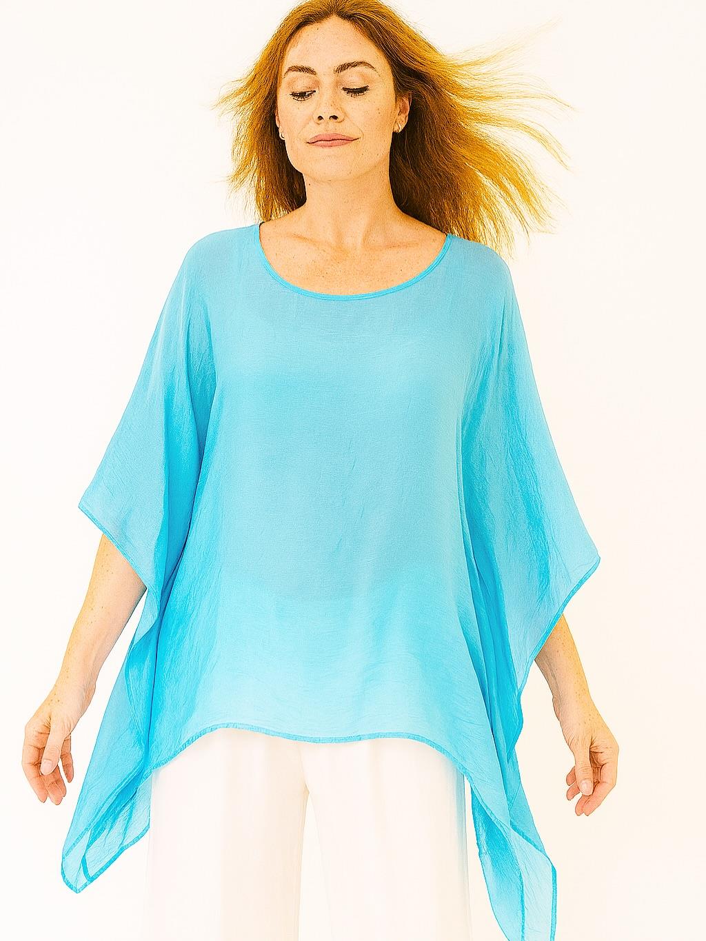 İtalyan İpek Bluz - MAVİ