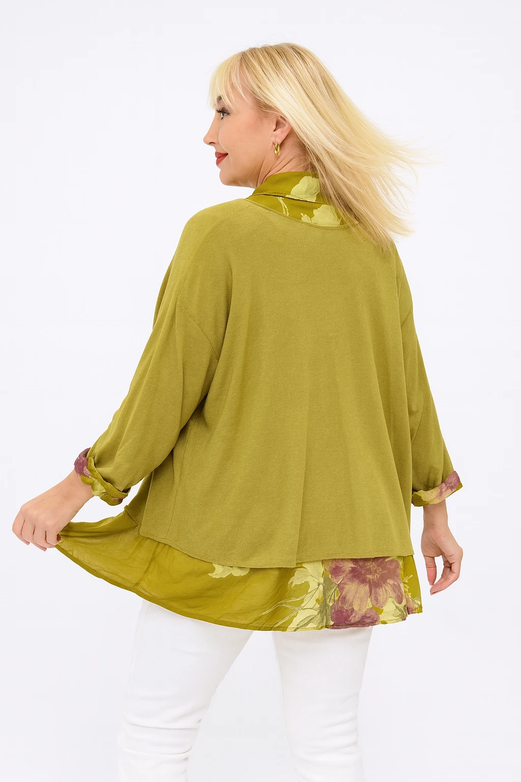 İtalyan Fularlı 3'lü Takım Bluz - KOYU SARI