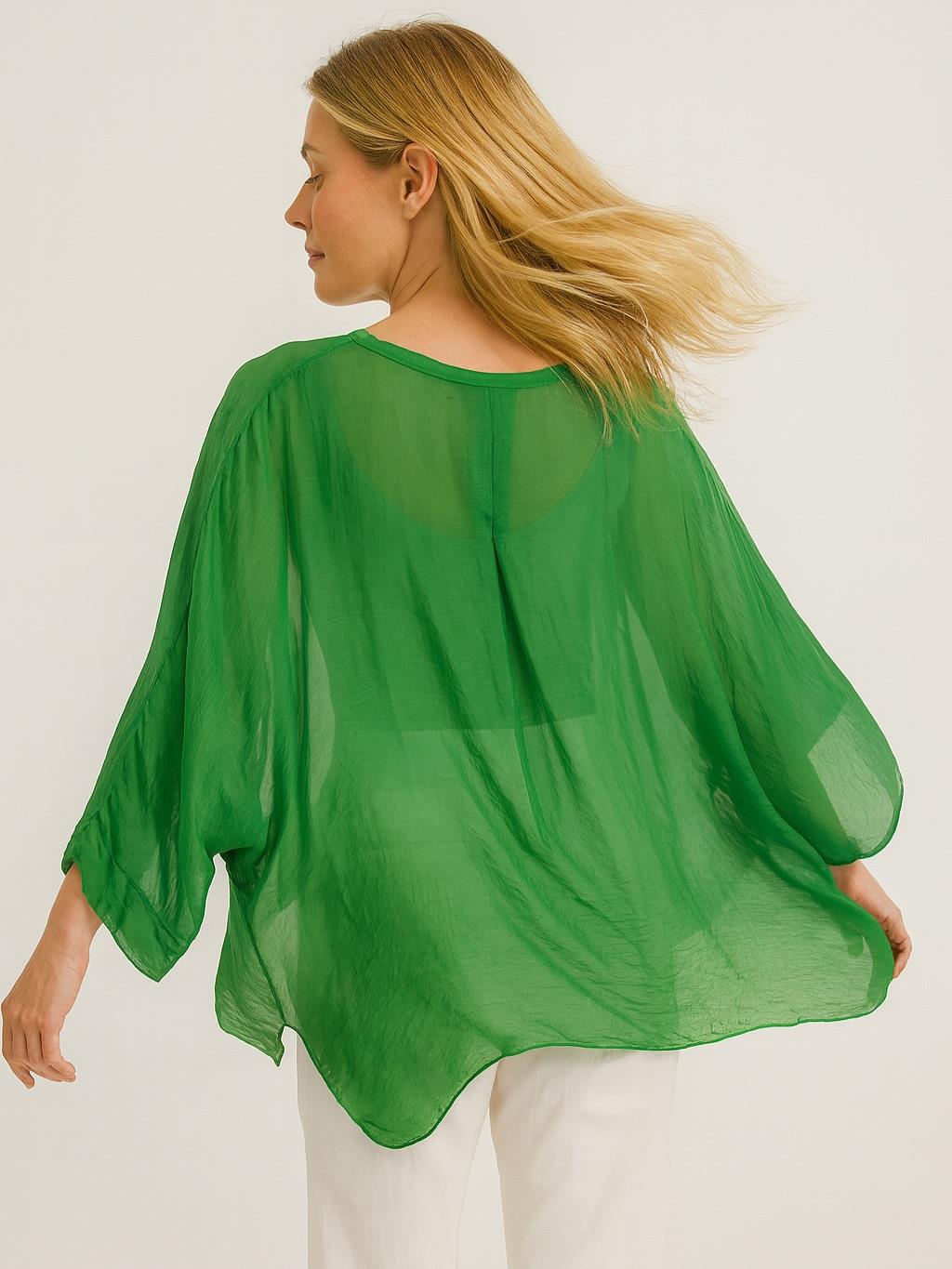 İtalyan İpek Gömlek - YEŞİL