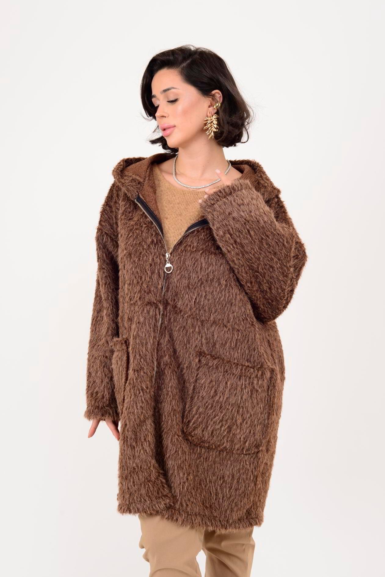 İtalyan Cep Detaylı Keçe Kaban - KAHVERENGİ