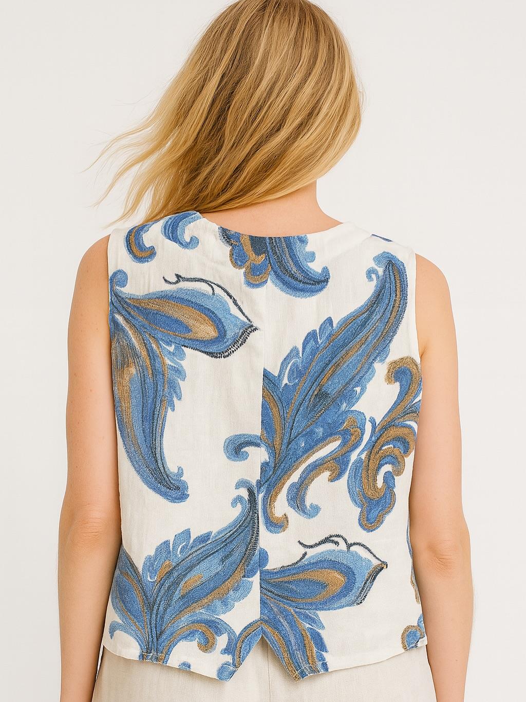 İtalyan Keten Yelek - BEYAZ