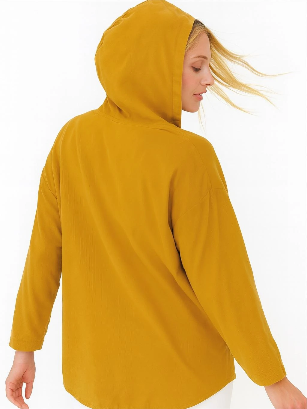 İtalyan Kadife Kapüşonlu Ceket - HARDAL