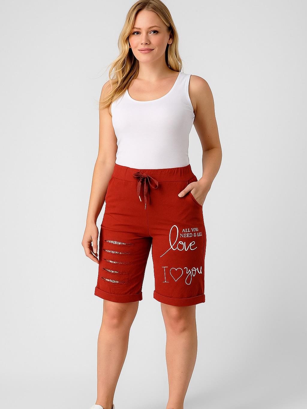 İtalyan Likralı Şort - KIRMIZI