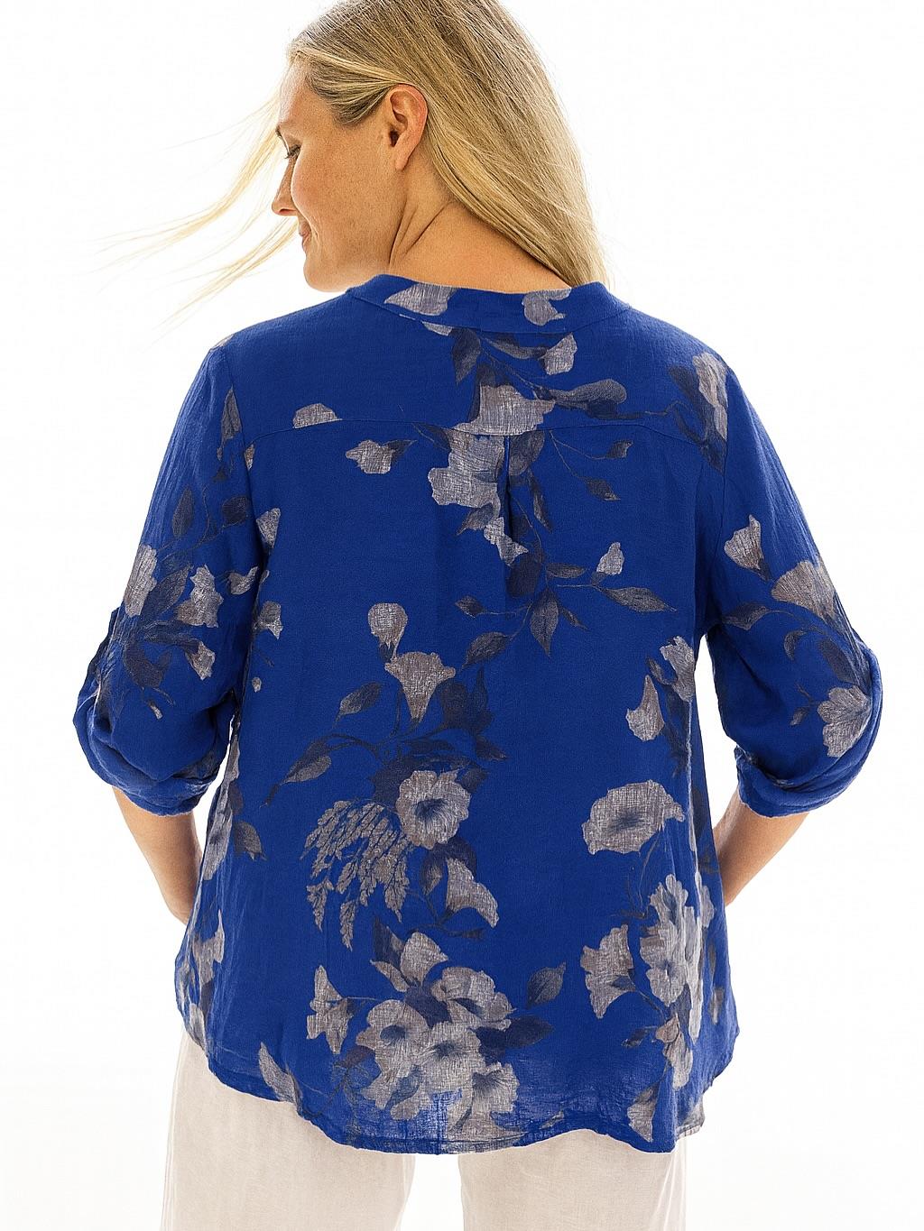 İtalyan Pamuk Keten Gömlek - SAKS MAVİ