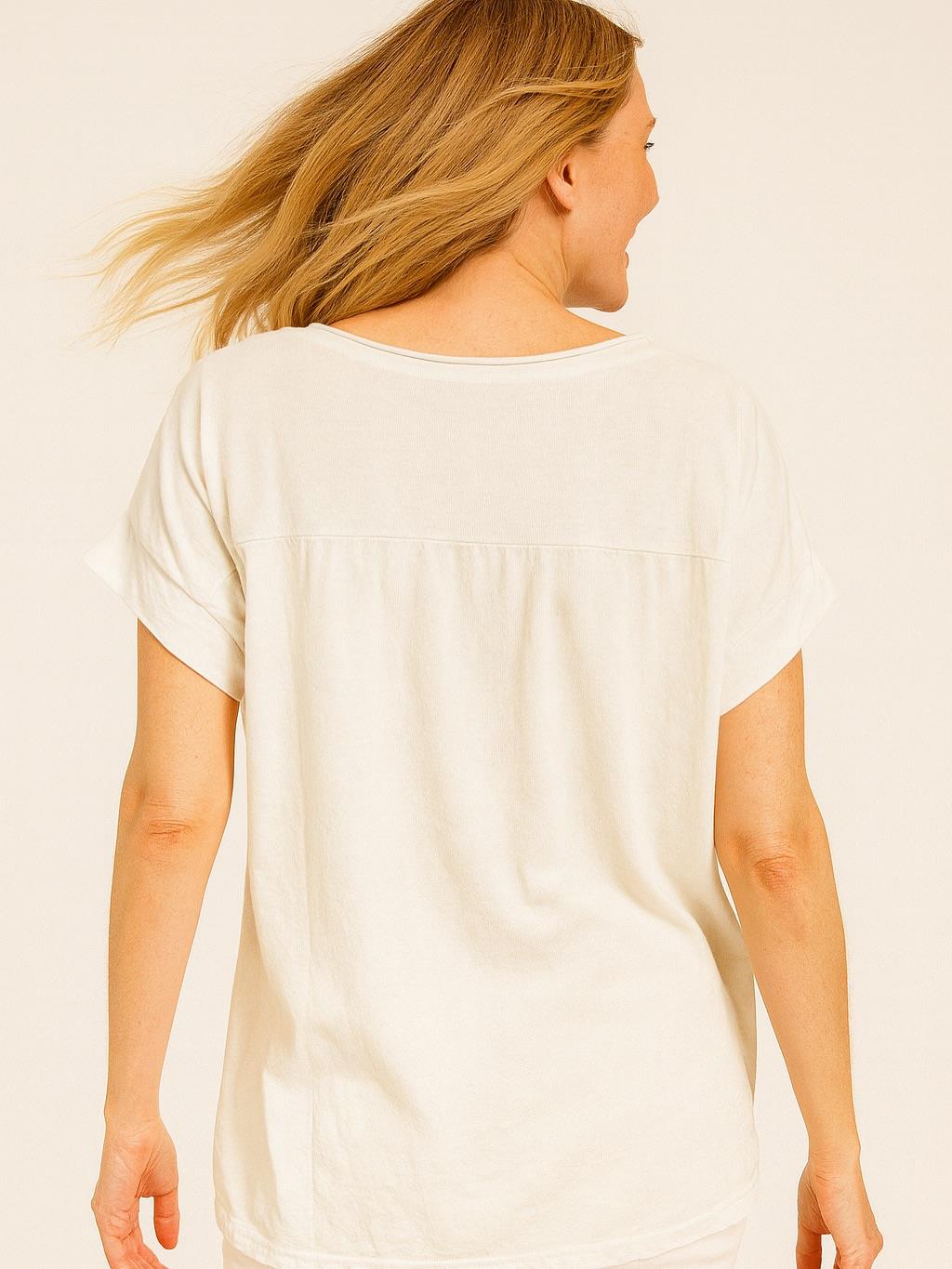 İtalyan Pamuk Pul Payet Detaylı Bluz  - BEYAZ