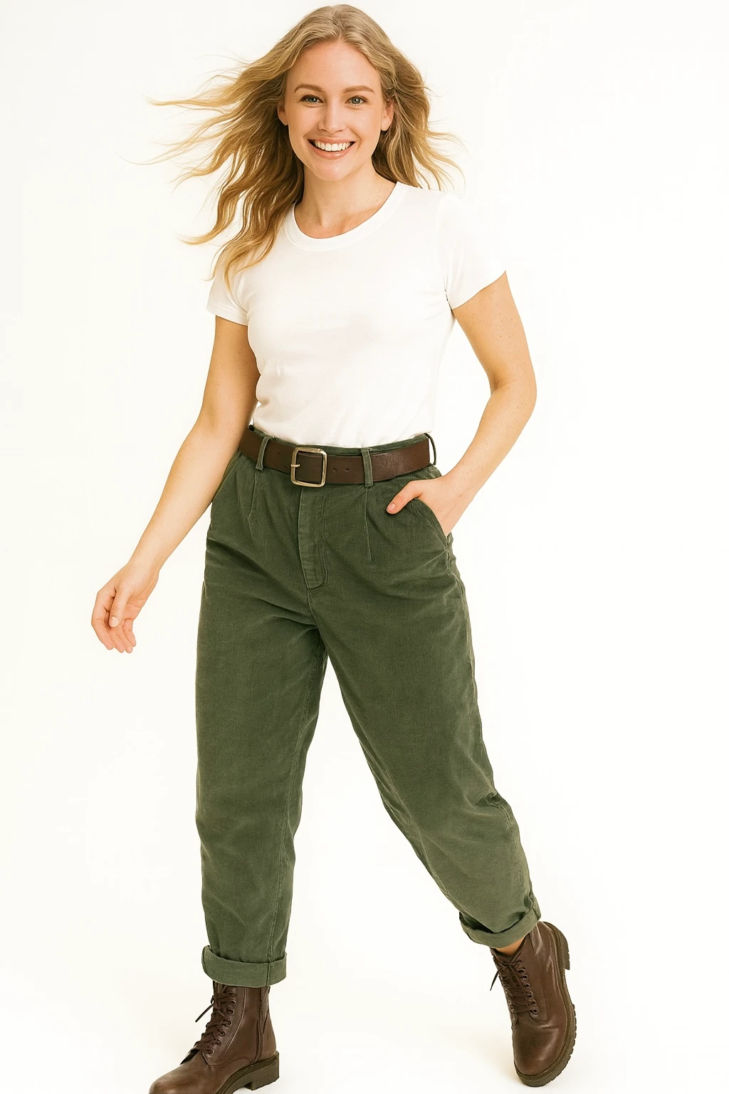 İtalyan Havuç Model Likralı Kadife Pantolon - HAKİ