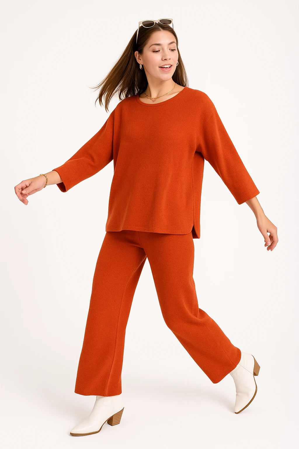 İtalyan Bisiklet Yaka 2'Li Triko Takım - KİREMİT