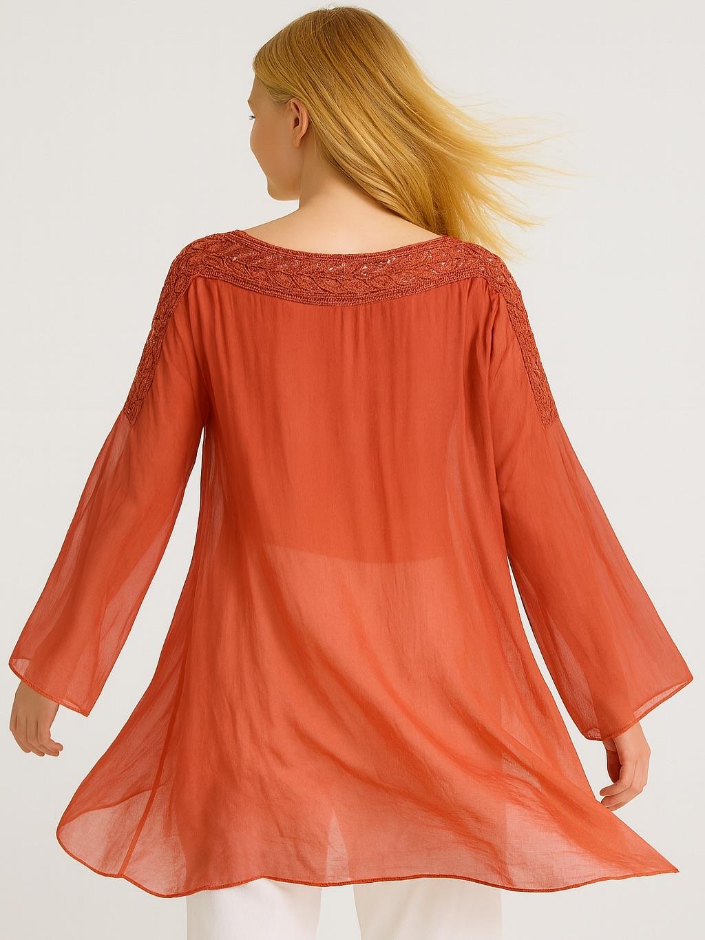 İtalyan İpek Bluz - KİREMİT