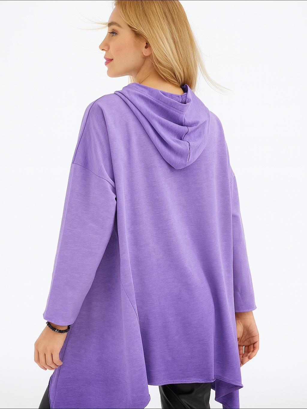 İtalyan Yazı Detaylı Nubuk Bluz - MOR