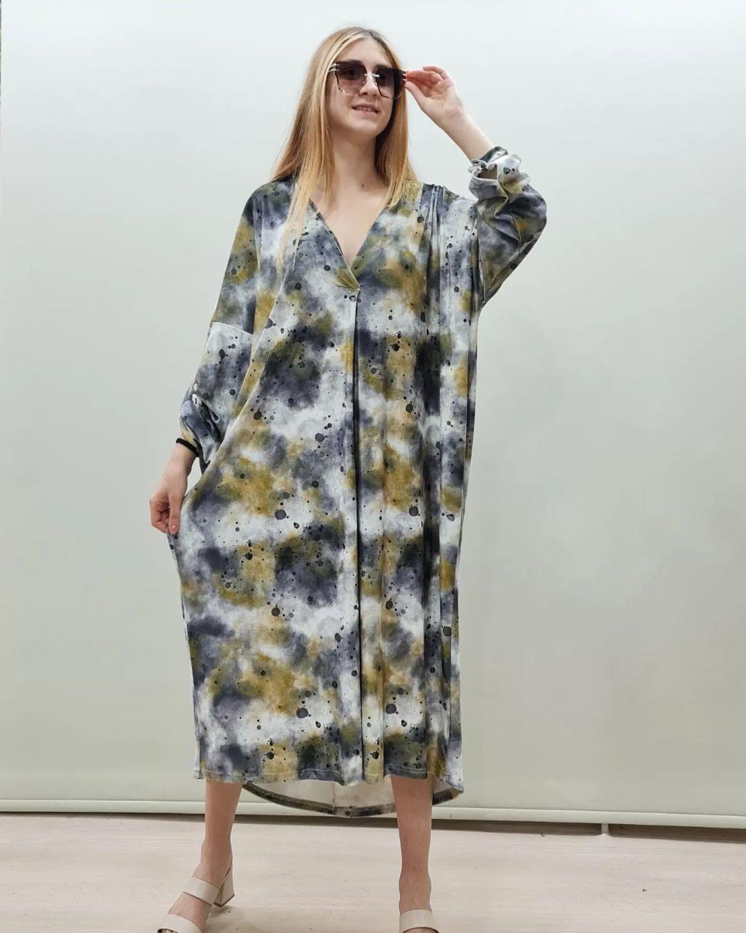 İtalyan Kadife Elbise - ANTRASİT