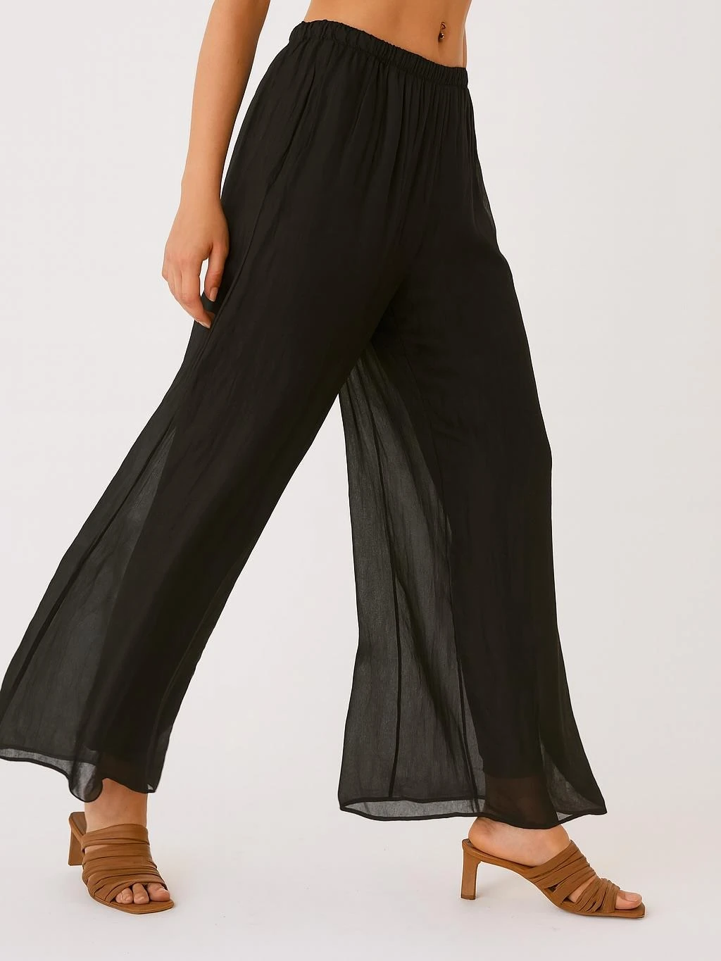 İtalyan İpek Pantolon - SİYAH