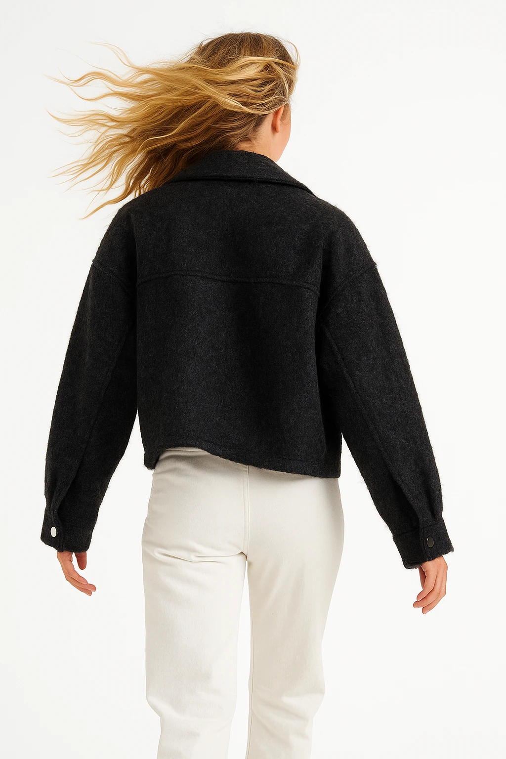 İtalyan Fermuarlı Keçe Ceket - SİYAH