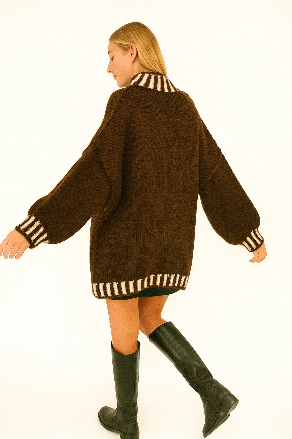 İtalyan Balıkçı Yaka Kazak - KAHVERENGİ