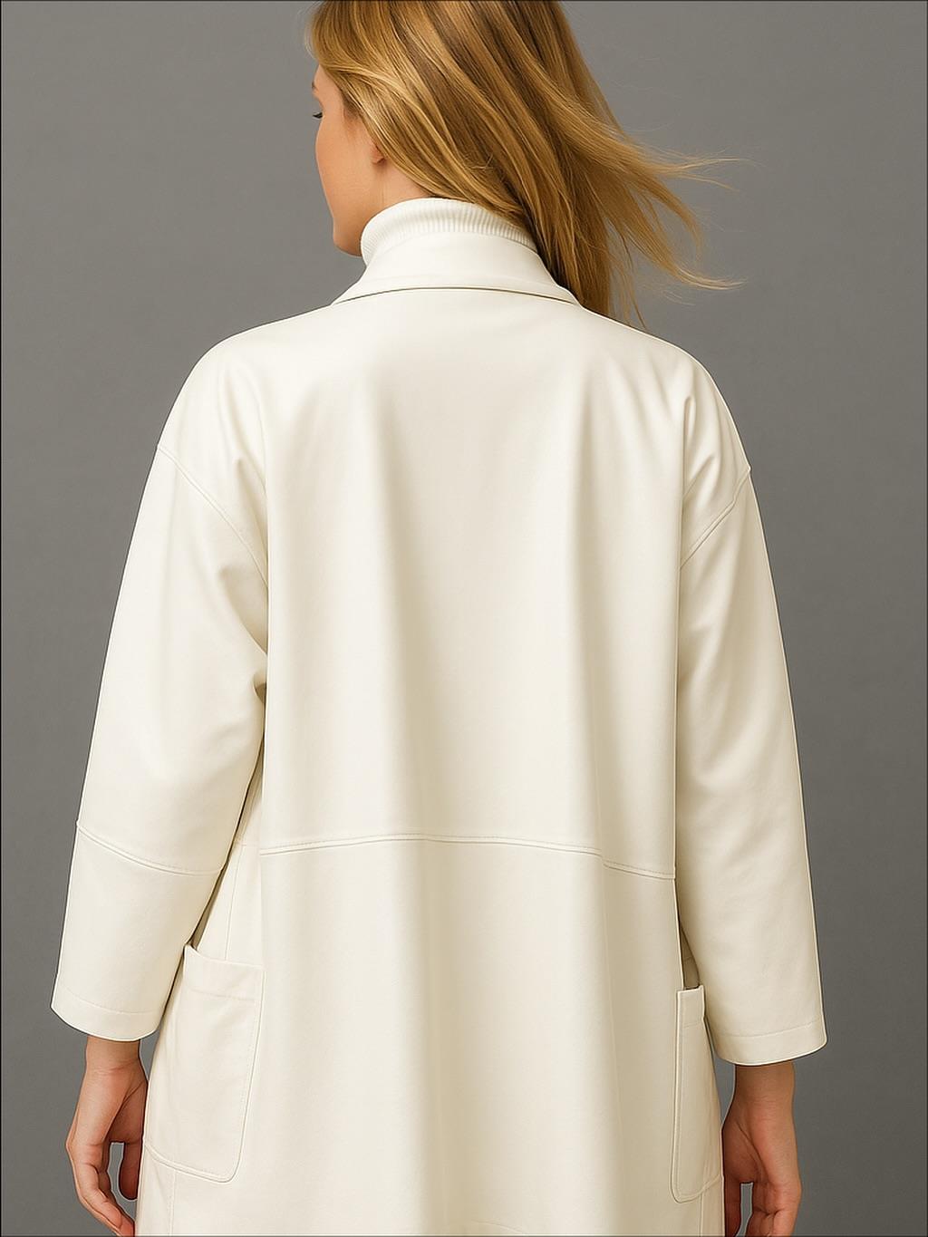 İtalyan Kısa Deri Kap - BEYAZ