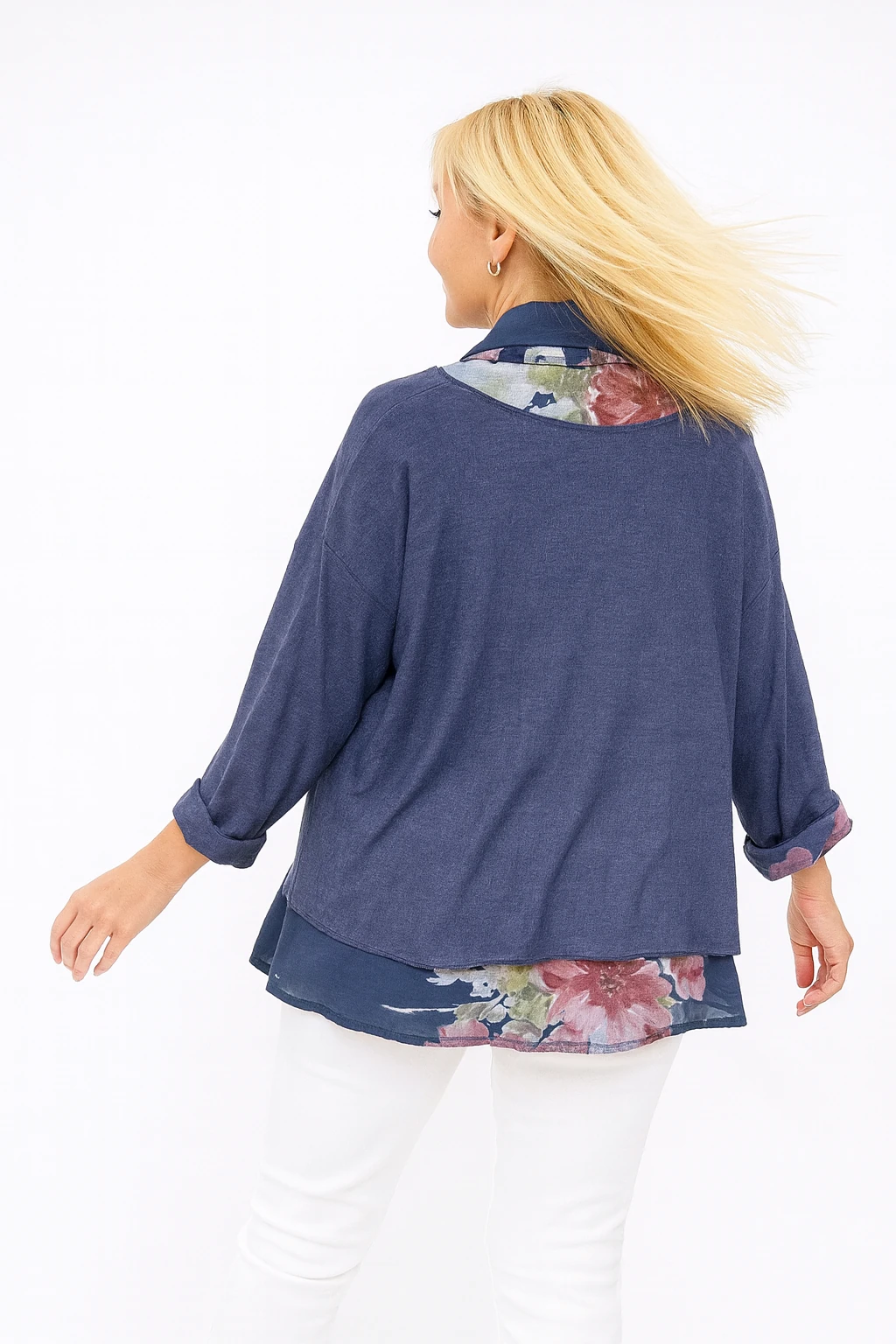 İtalyan Fularlı 3'lü Takım Bluz - LACİVERT