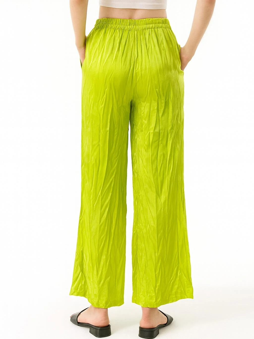 İtalyan Saten Pantolon - FISTIK YEŞİLİ