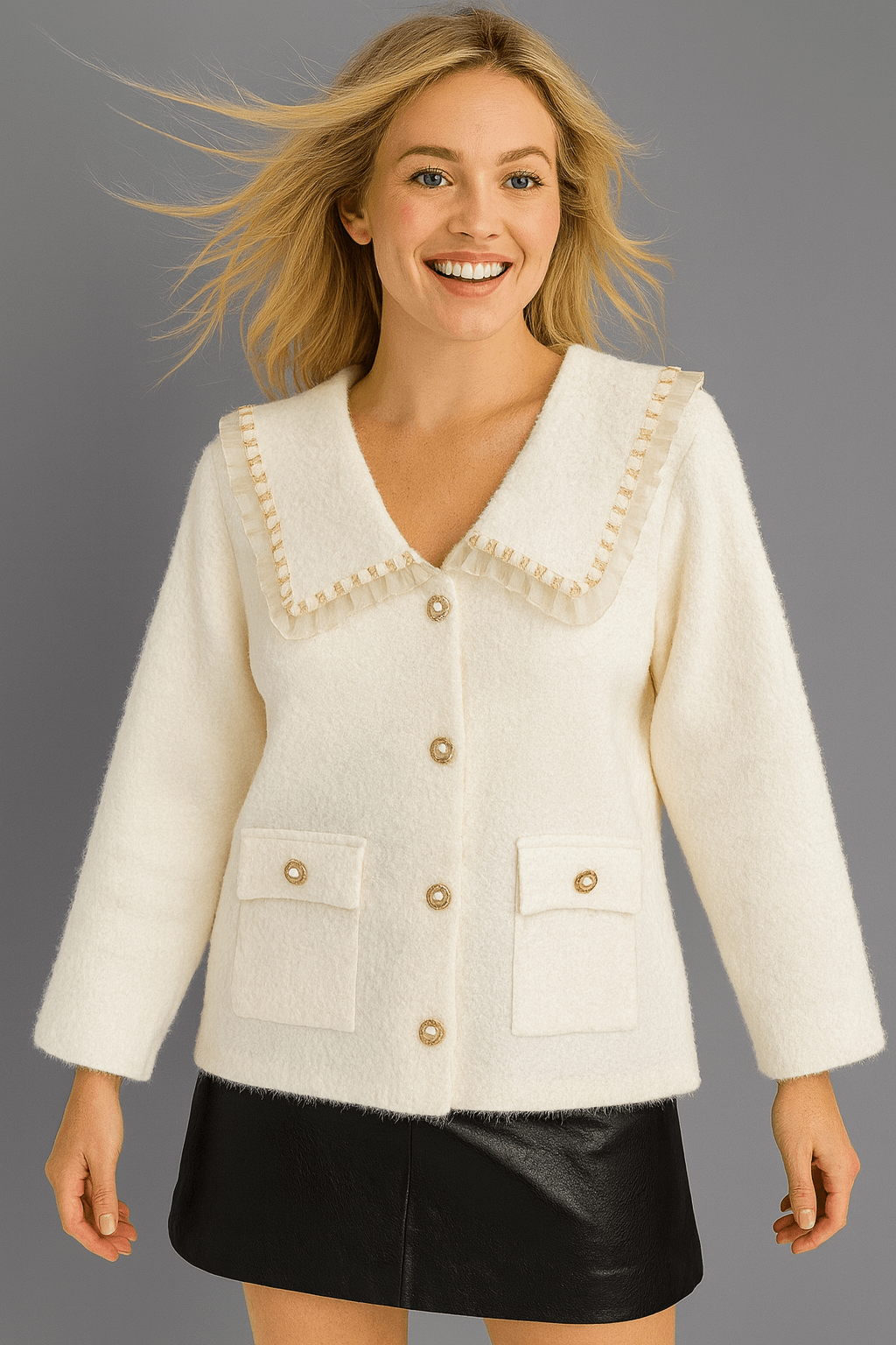 İtalyan Nubuk Tasarım Ceket - BEYAZ