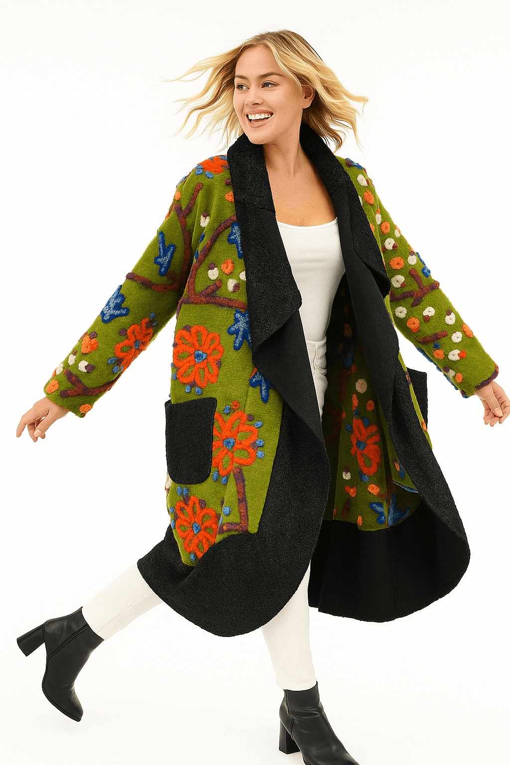 İtalyan Keçe Kaban - YEŞİL