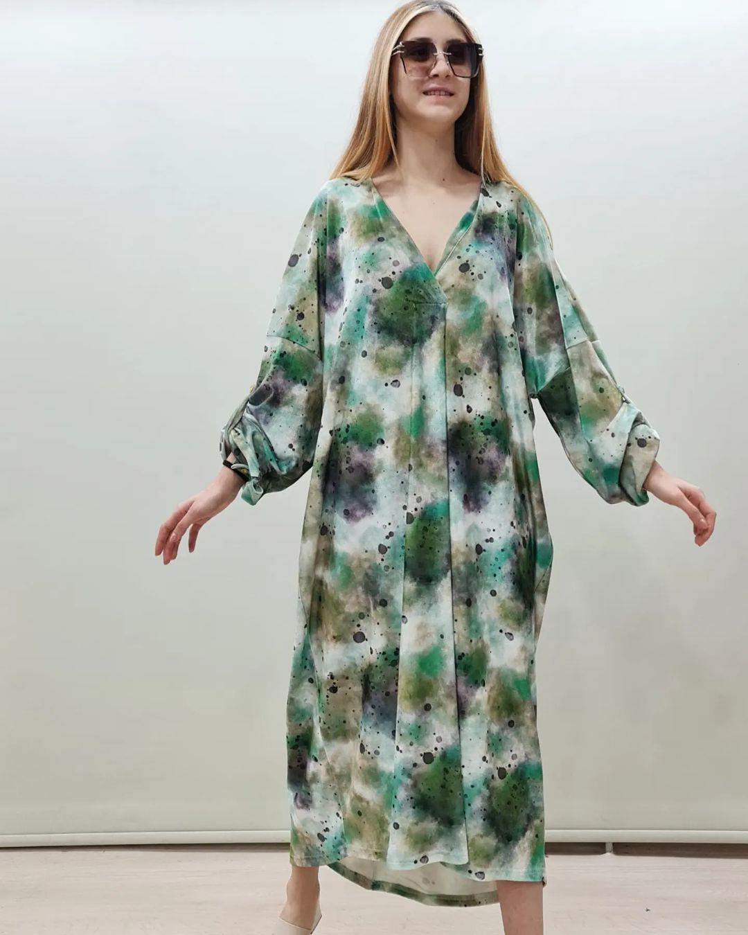 İtalyan Kadife Elbise - YEŞİL