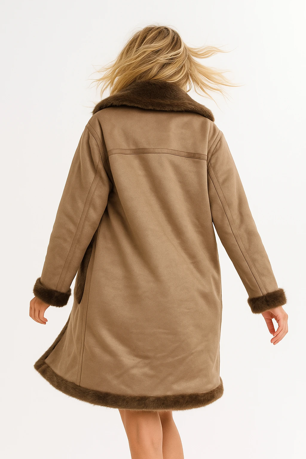 İtalyan Cep Detaylı Çift Taraflı Kürk - KAHVERENGİ