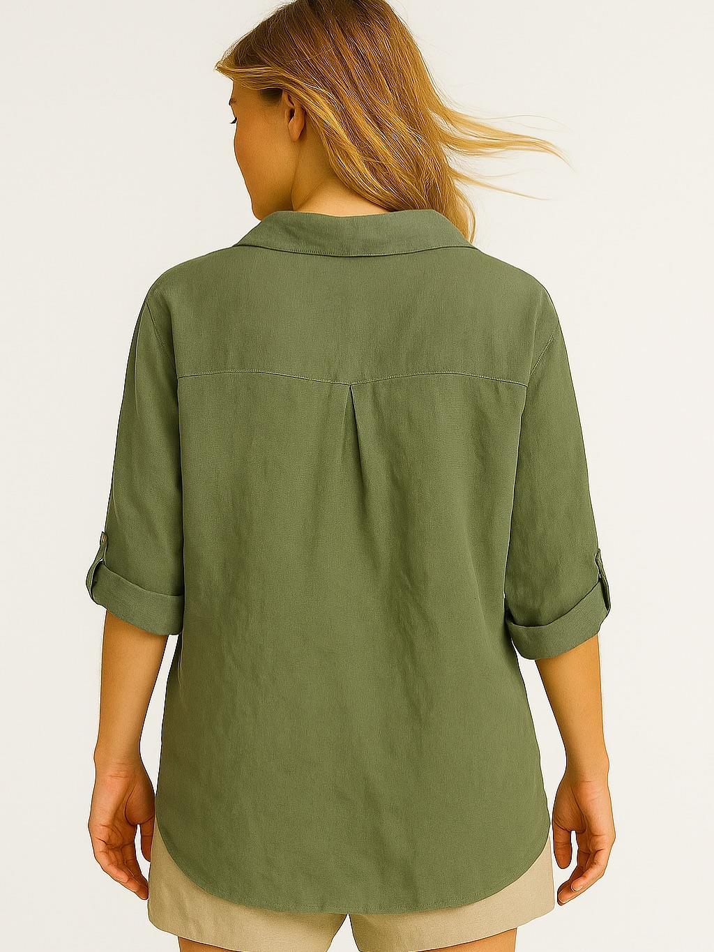 İtalyan Keten Gömlek - HAKİ