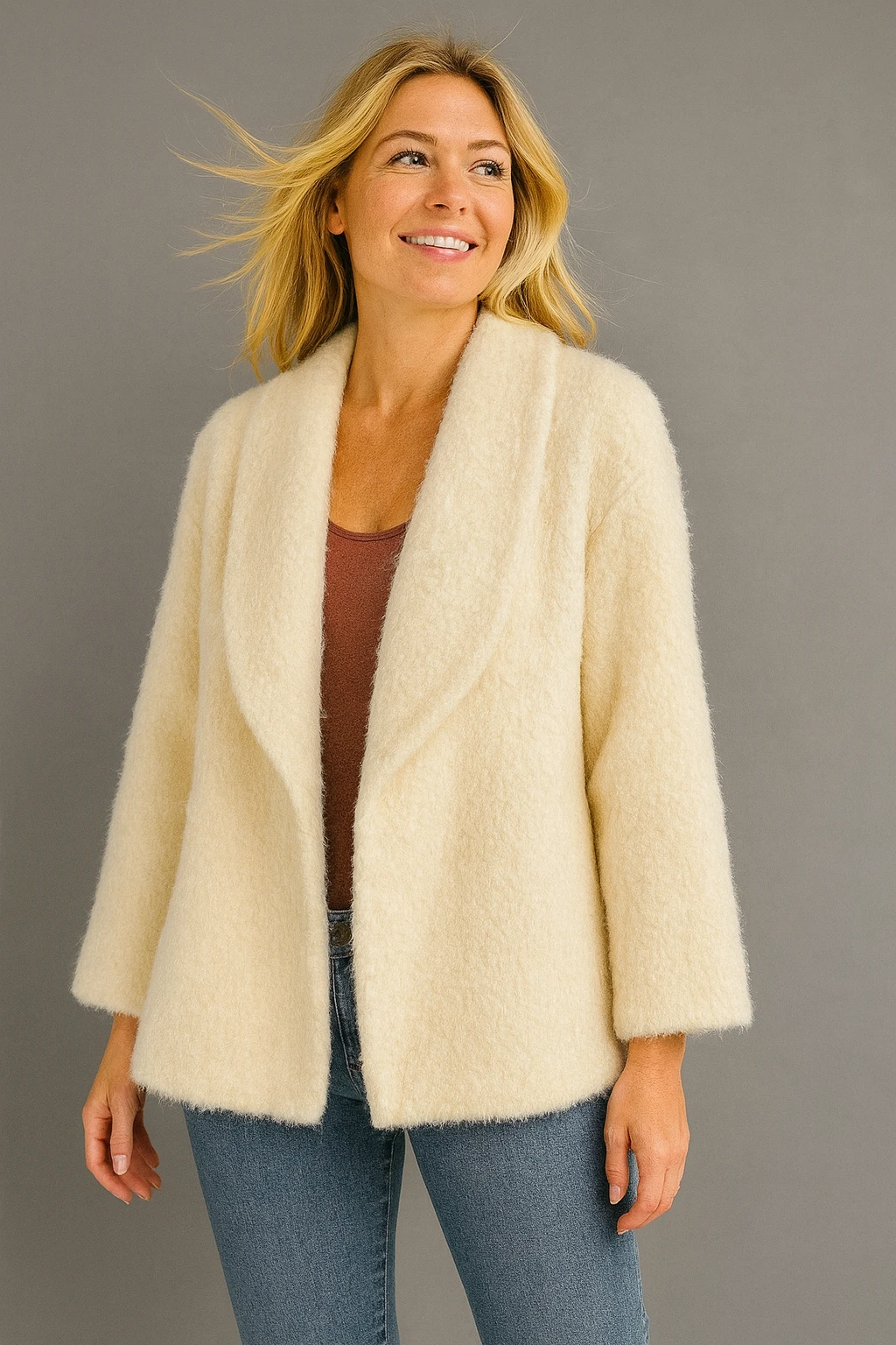 İtalyan Keçe Ceket - BEYAZ