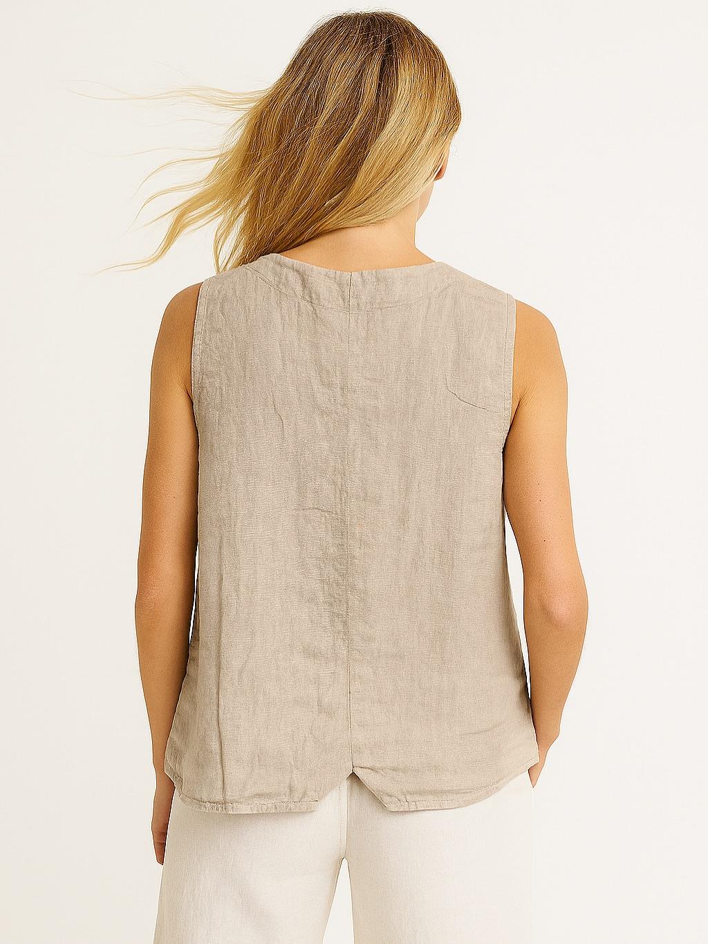 İtalyan Keten Yelek - BEJ