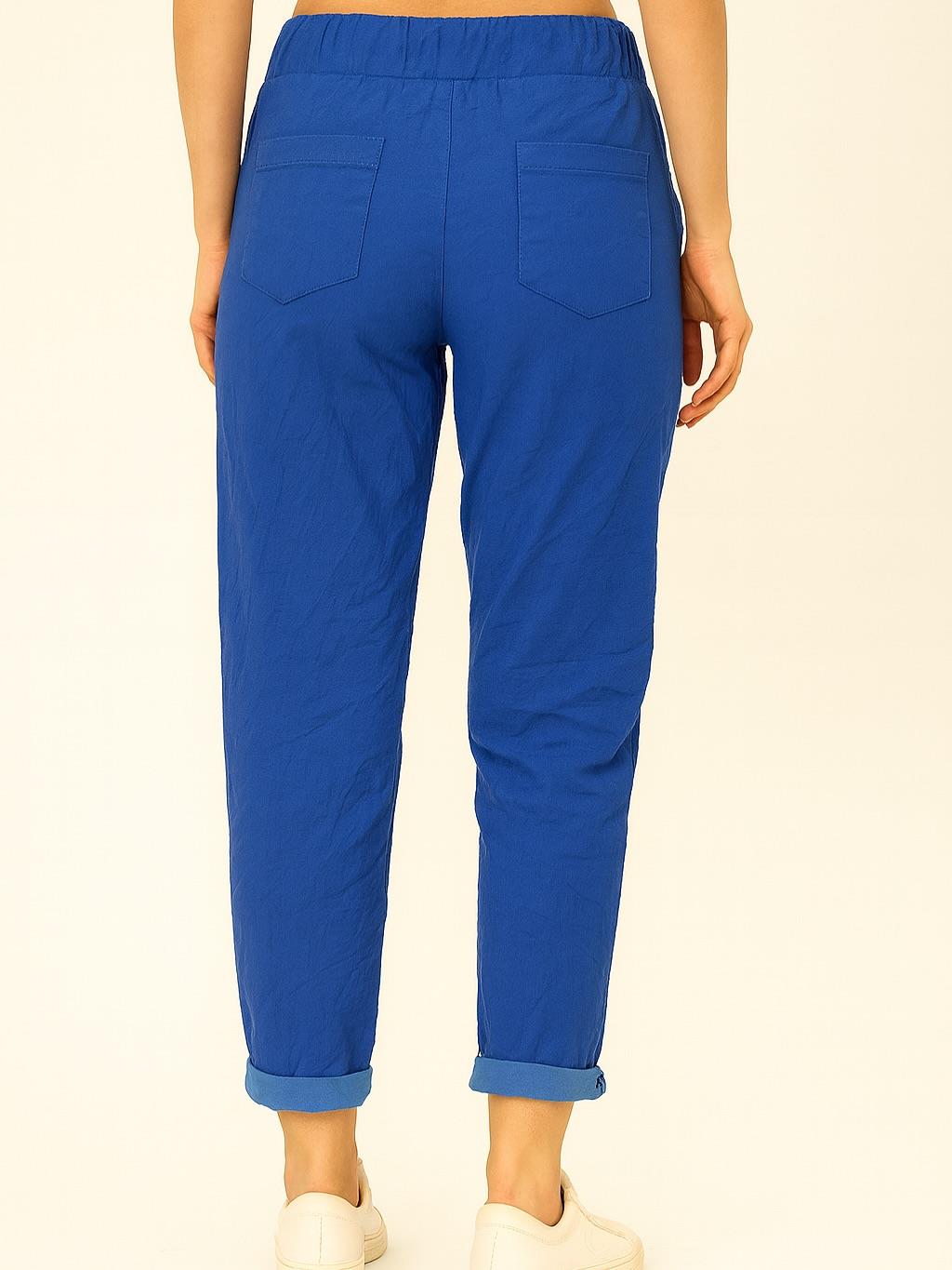 İtalyan Likralı Pantolon - SAKS MAVİ