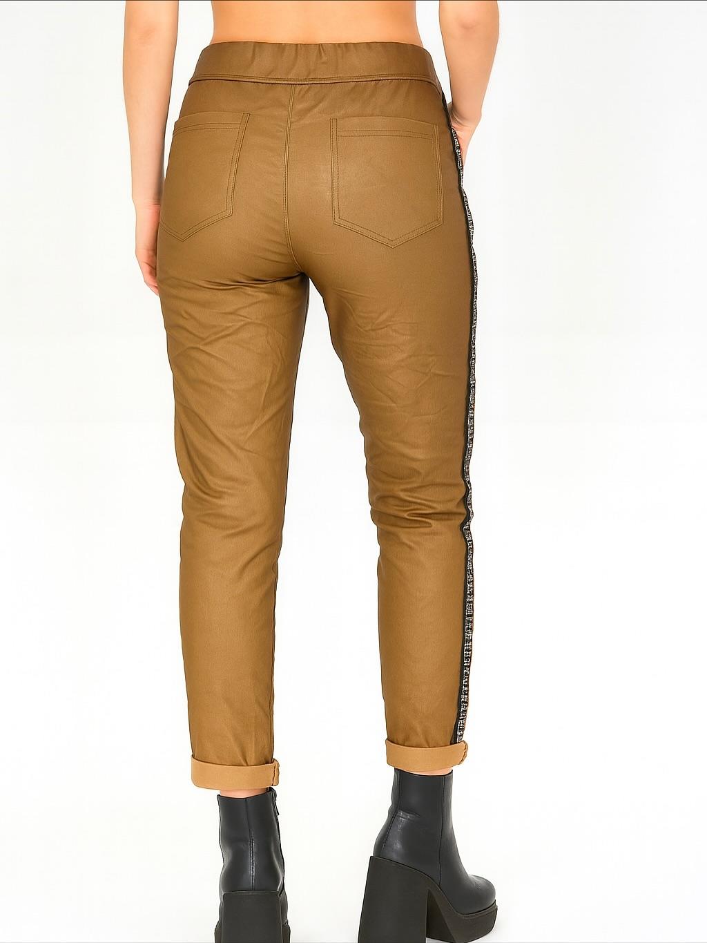 İtalyan Likralı Deri Pantolon - KAHVE