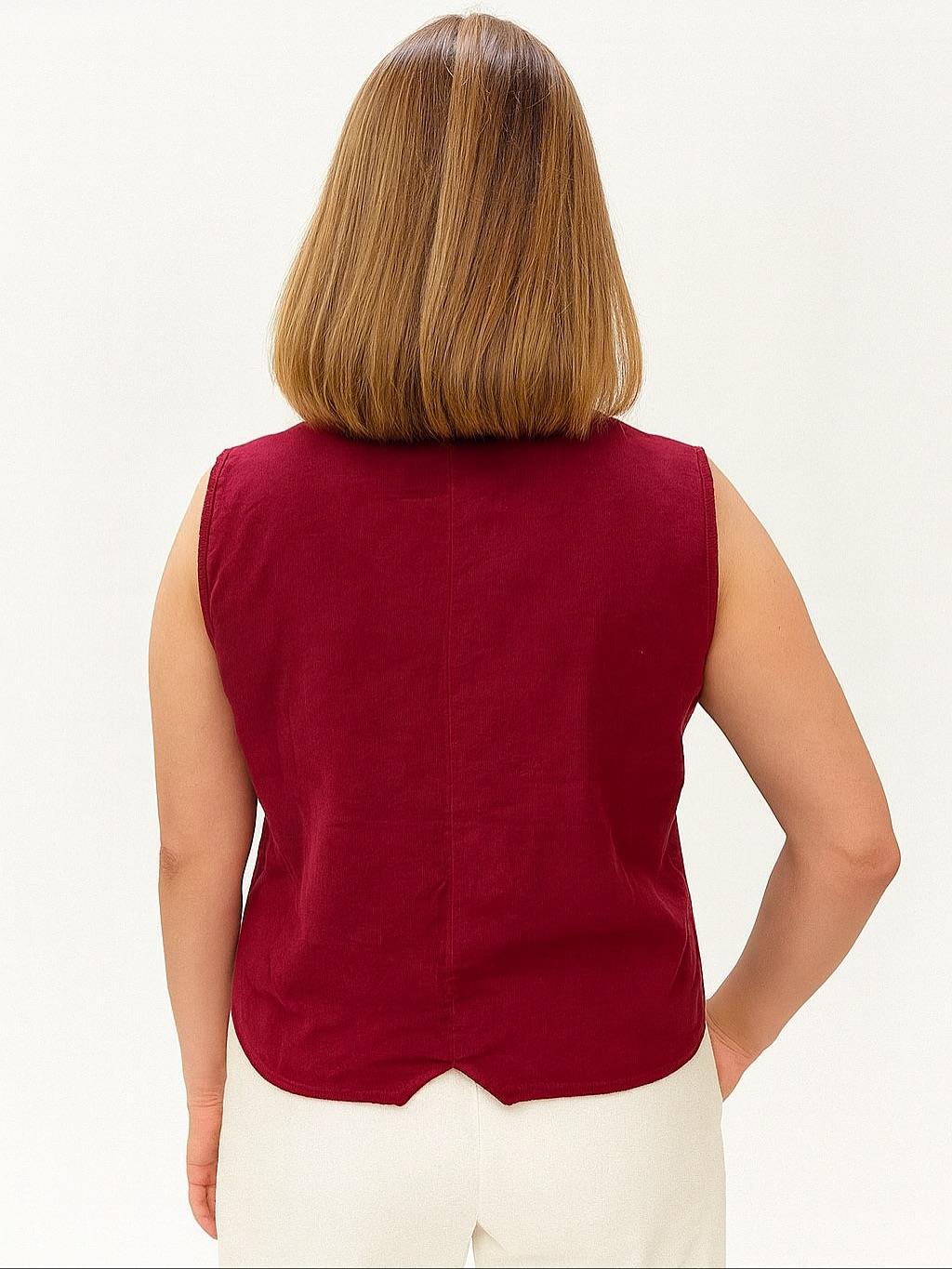 İtalyan Kadife Yelek - BORDO