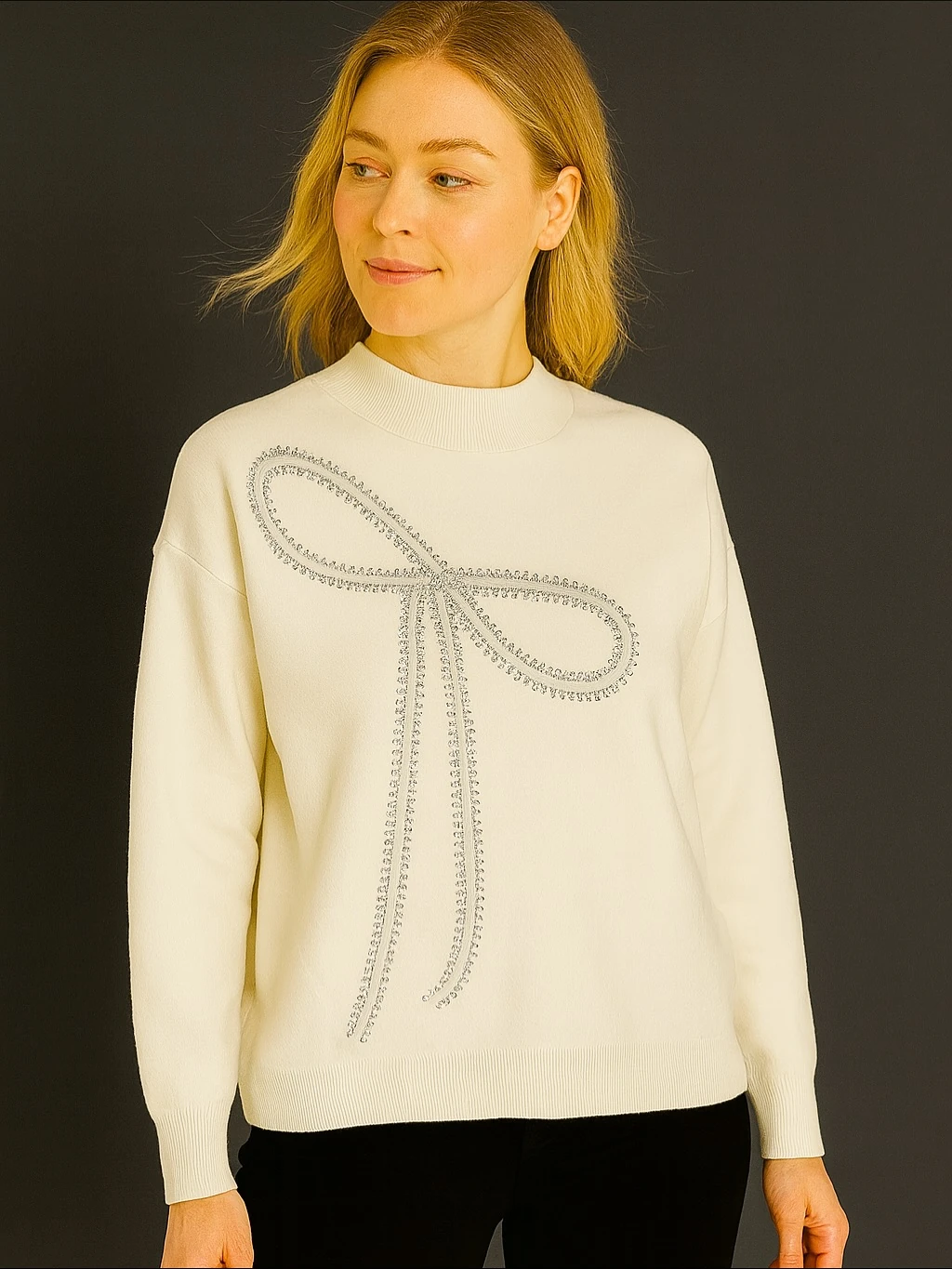 İtalyan Özel Tasarım Angora Bluz - KIRIK BEYAZ