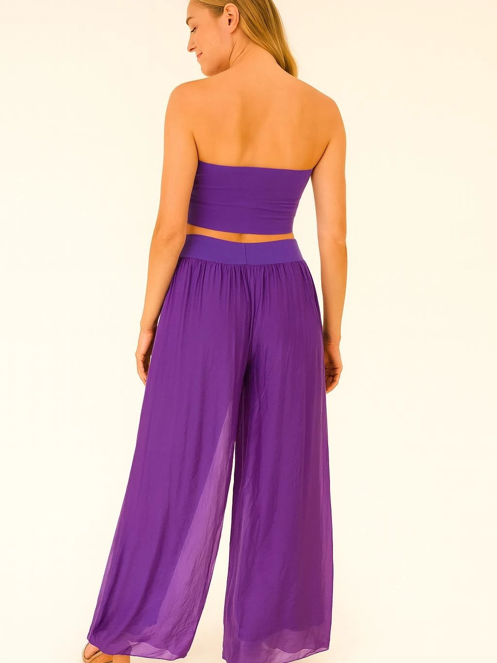 İtalyan İpek Pantolon - MENEKŞE