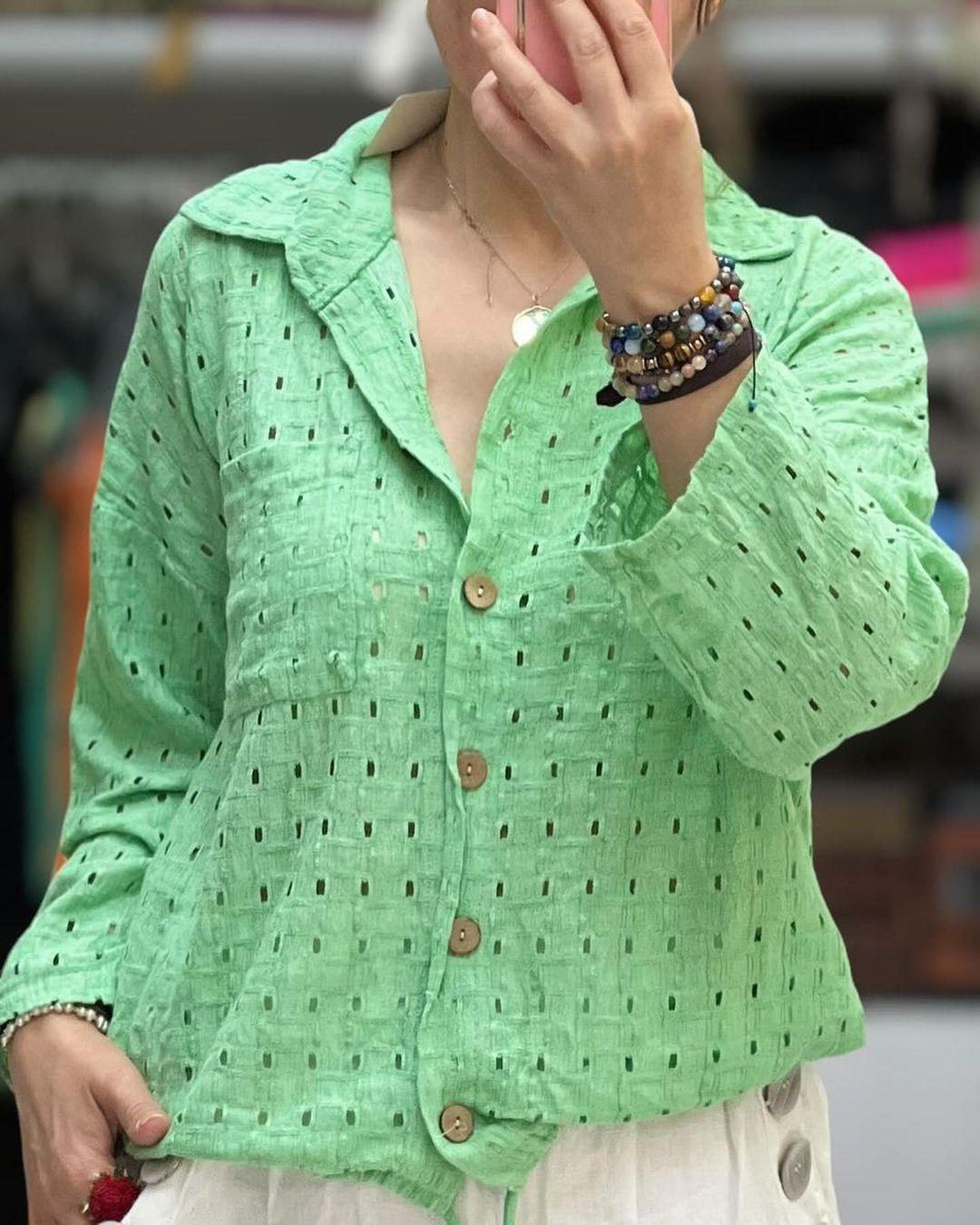 İtalyan Pamuklu Gömlek - YEŞİL