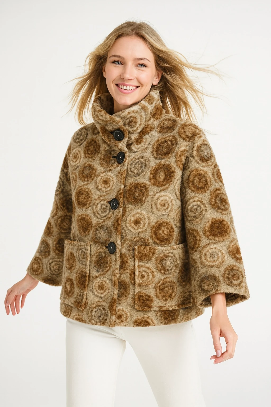 İtalyan Cep Detaylı Keçe Ceket - BEJ