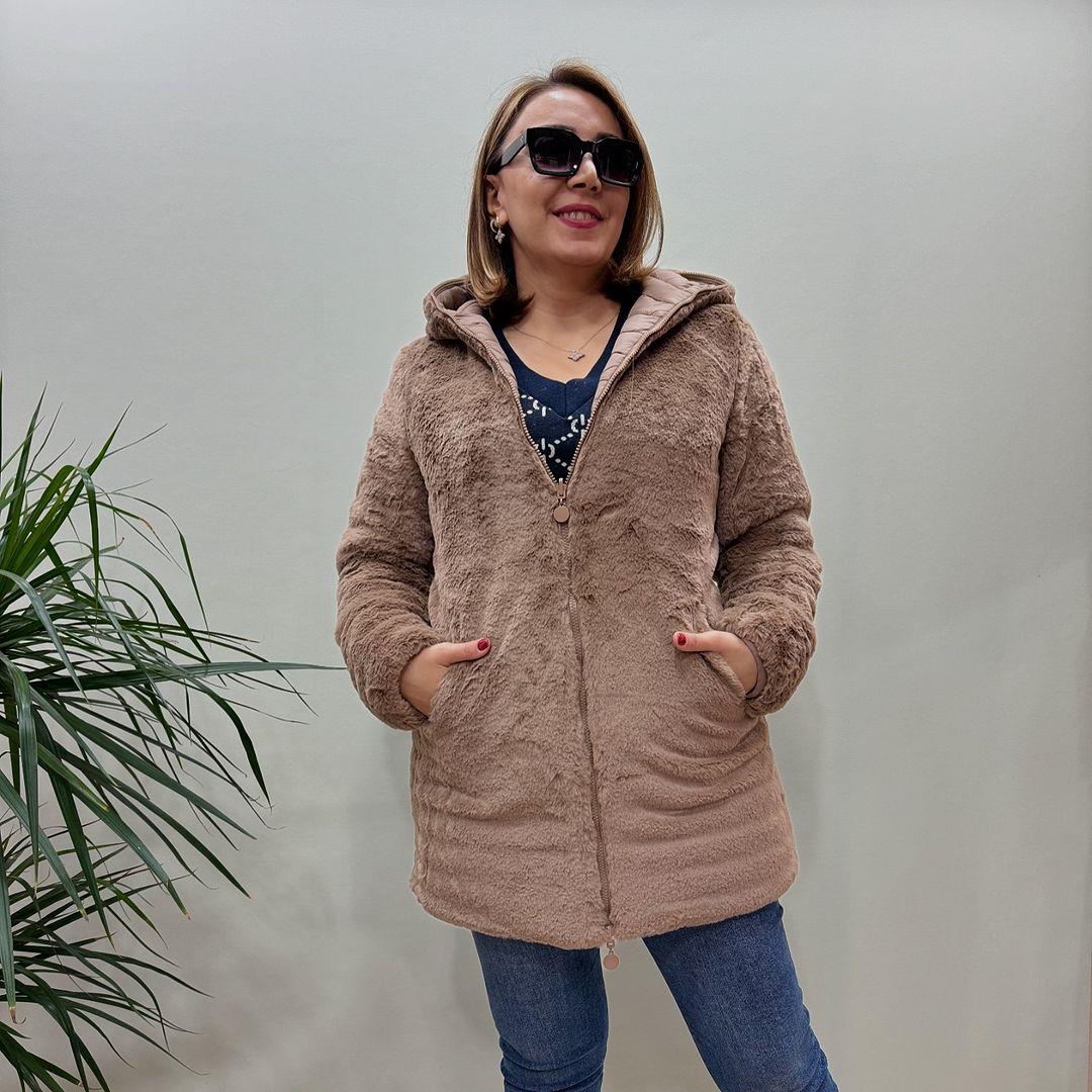 İtalyan Çift Taraflı Kürklü Mont - BEJ