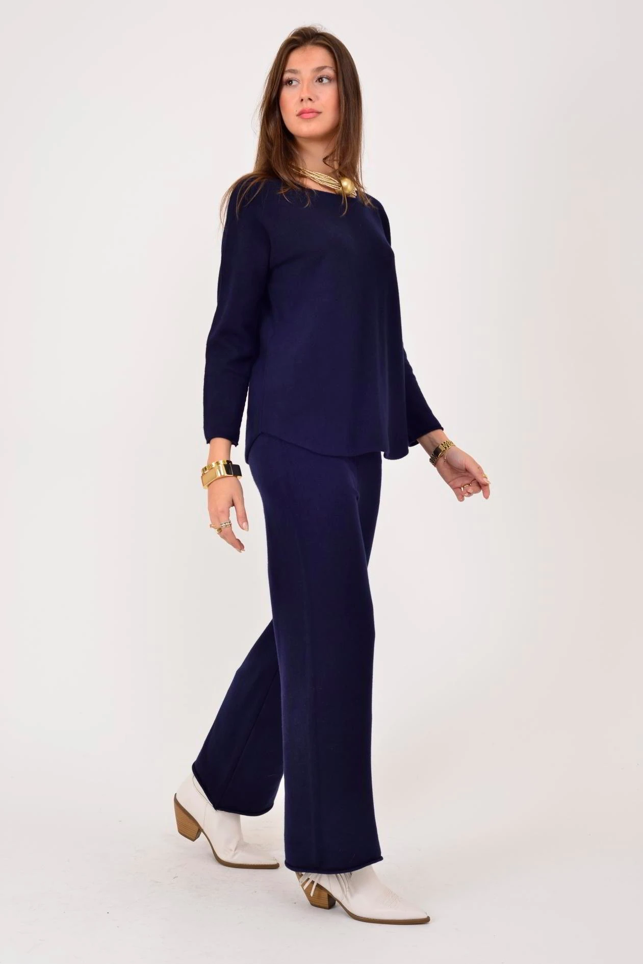 İtalyan Bisiklet Yaka 2'Li Triko Takım - LACİVERT