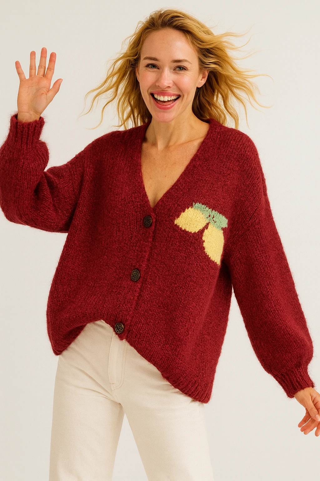 İtalyan Limon Detaylı Hırka - BORDO